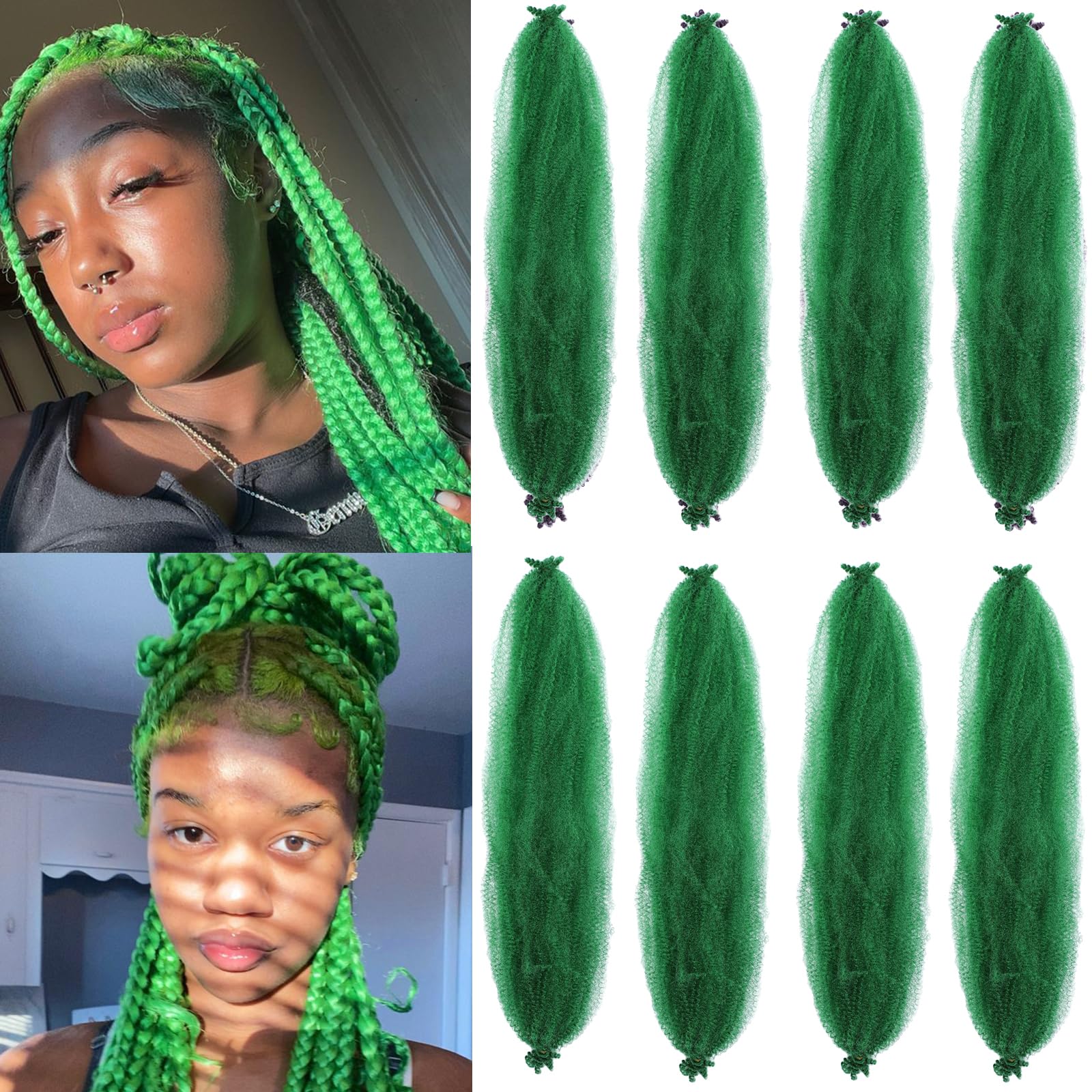 ROURUNFASI Springy Afro Twist Hair 26 Inches Pre-separated Marley Twist Braiding Hair 8 Packs Pre-fluffed Spring Crochet Twist Hair For Soft Locs