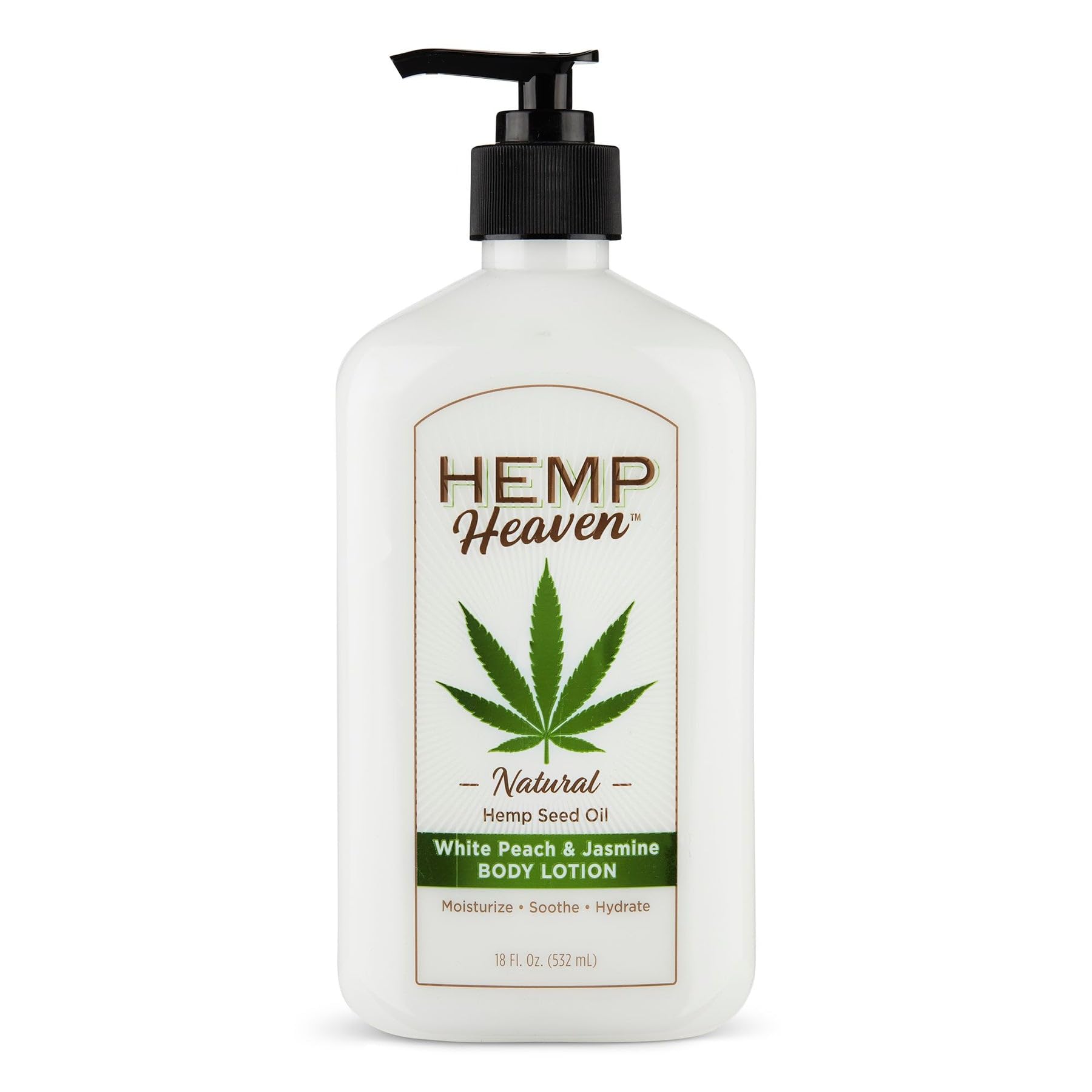 Hemp Heaven Moisturizing Body Lotion – Peach – Jasmine Scent made with Natural Hemp Seed Oil For Men & Women18 Oz