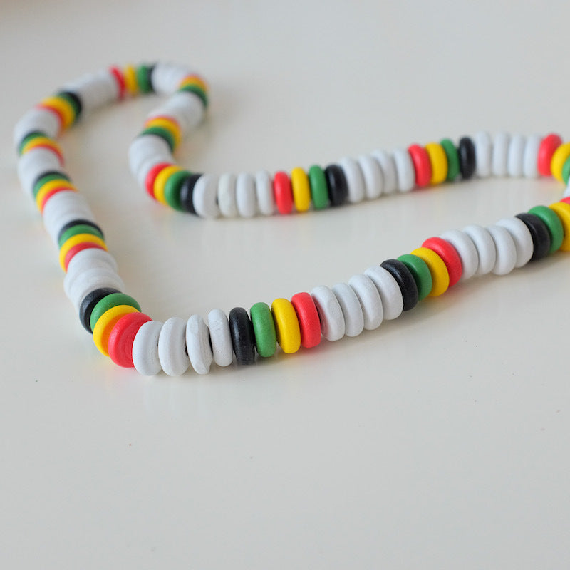 Jamaican Reggae Wooden Bead Necklace BBOY Style