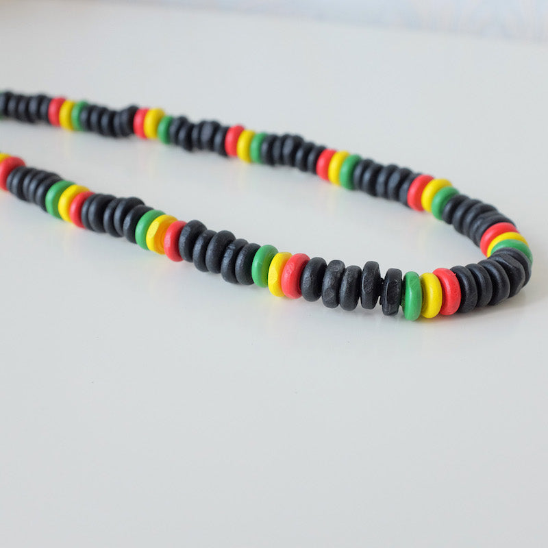 Jamaican Reggae Wooden Bead Necklace BBOY Style