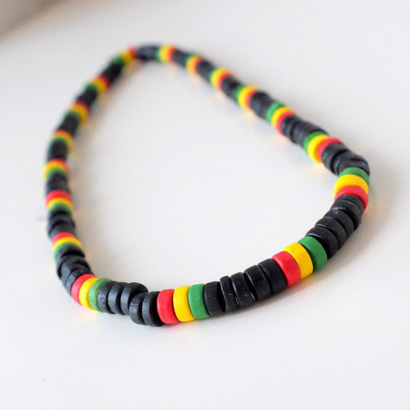 Jamaican Reggae Wooden Bead Necklace BBOY Style