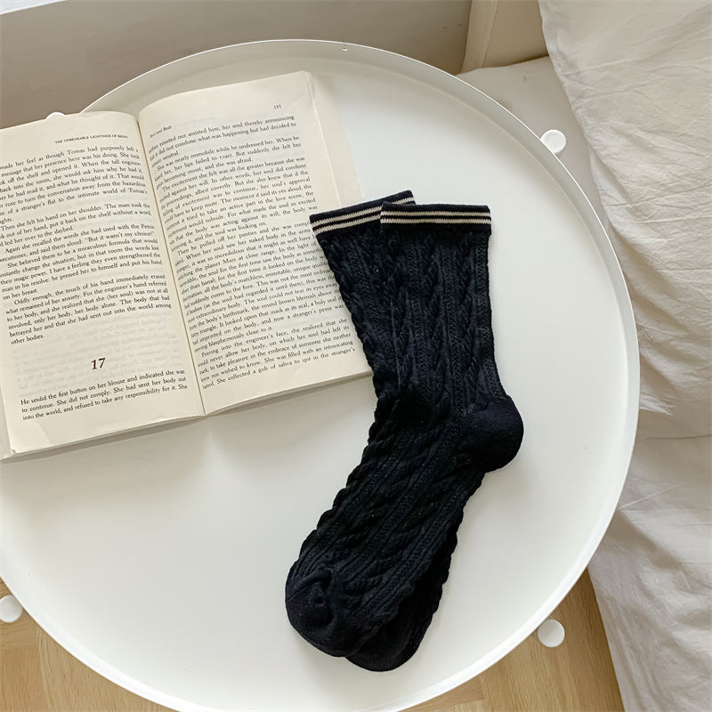 Fashionable Women's Sporty Hemp Pattern Socks for Leisure