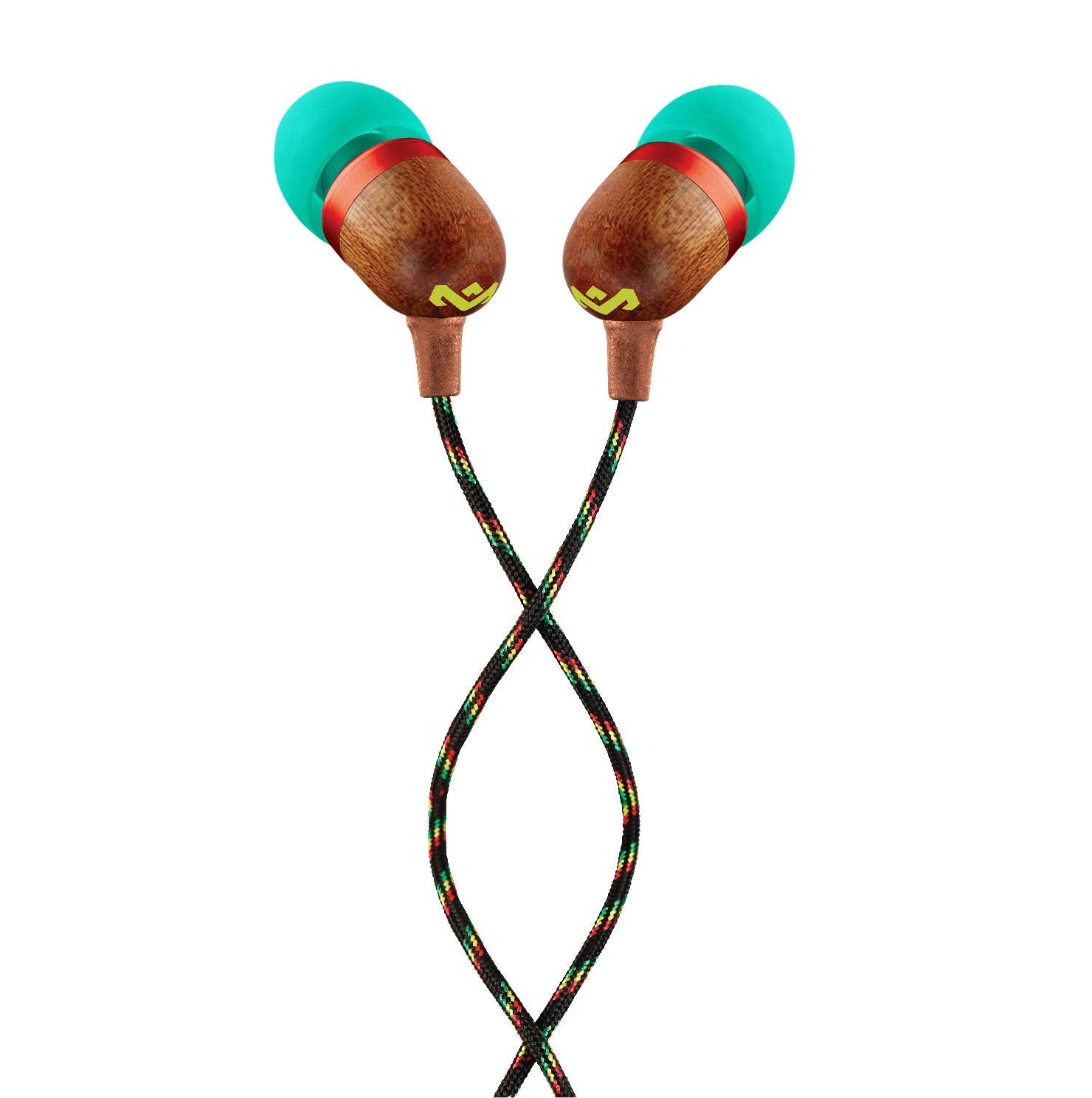 House of Marley Smile Jamaica: Wired Earphones with Microphone Noise Isolating Design and Sustainable Materials (Rasta)