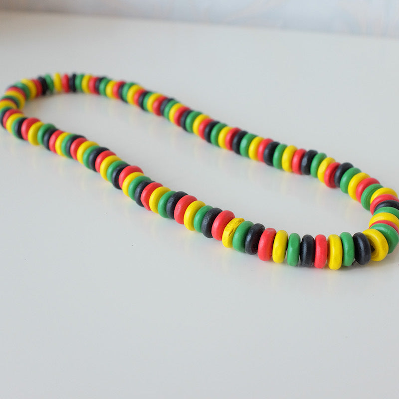 Jamaican Reggae Wooden Bead Necklace BBOY Style
