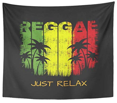 Colorful Jamaican Reggae Music Tapestry