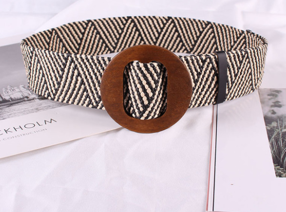 Women's Woven Hemp Belt with Decorative Design