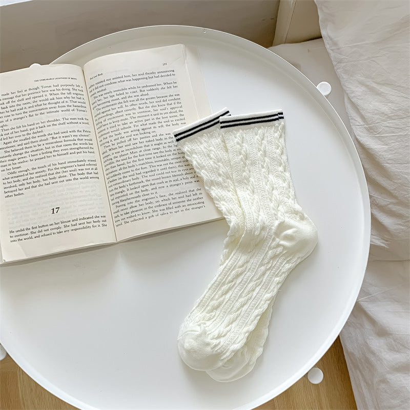 Fashionable Women's Sporty Hemp Pattern Socks for Leisure