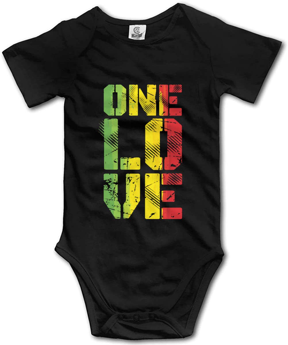 Grungy One Love Rasta Baby Climbing Bodysuit Short Sleeve Bodysuit Unisex Black